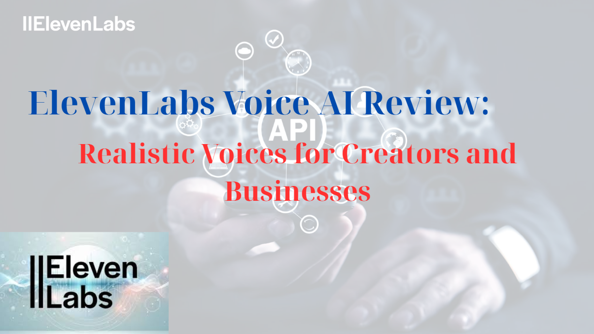 A promotional banner for this ElevenLabs review, showing the 11Labs AI logo and soundwave graphics.